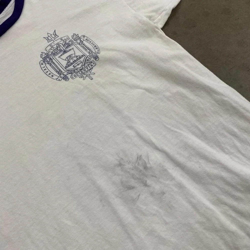 Vintage 70s US Naval Academy‎ USNA USN Champion Blue Bar Military Navy T-Shirt M